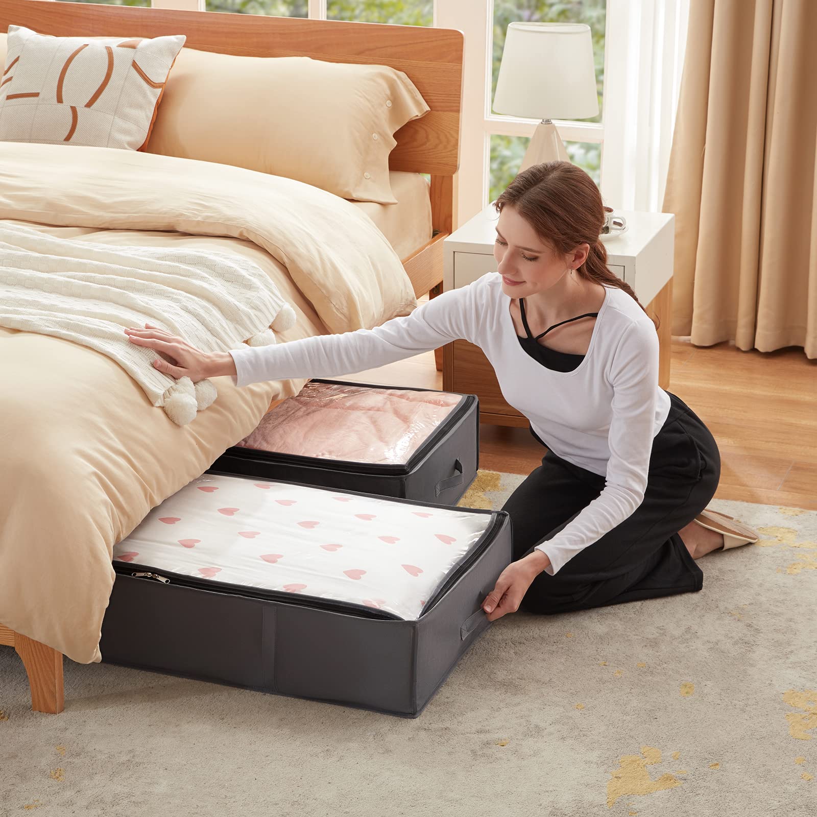 Grey Lifewit bedroom organizer under bed fits small spaces