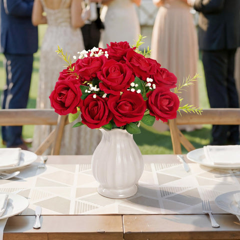 Lifewit Classic Red Rose vase display showcasing tall stems for dramatic centerpieces.