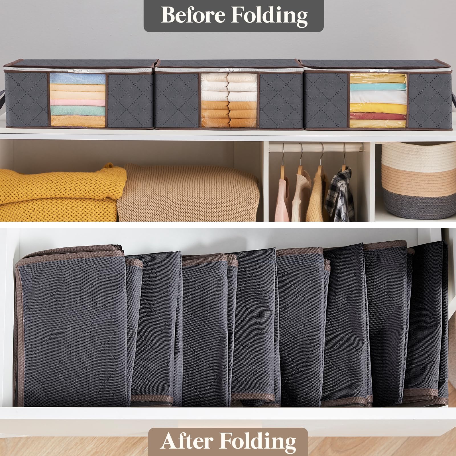 Lifewit clear-window bedding bin for quick content visibility.