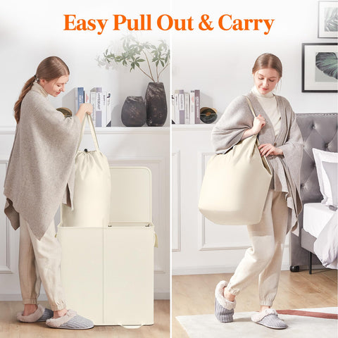 Lifewit collapsible laundry basket folds flat for compact storage.