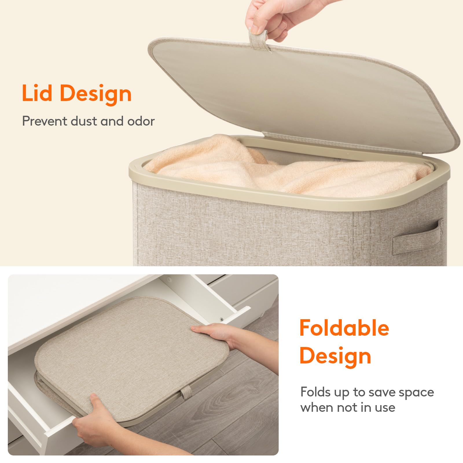 Dorm-friendly Lifewit rolling laundry storage solution in beige