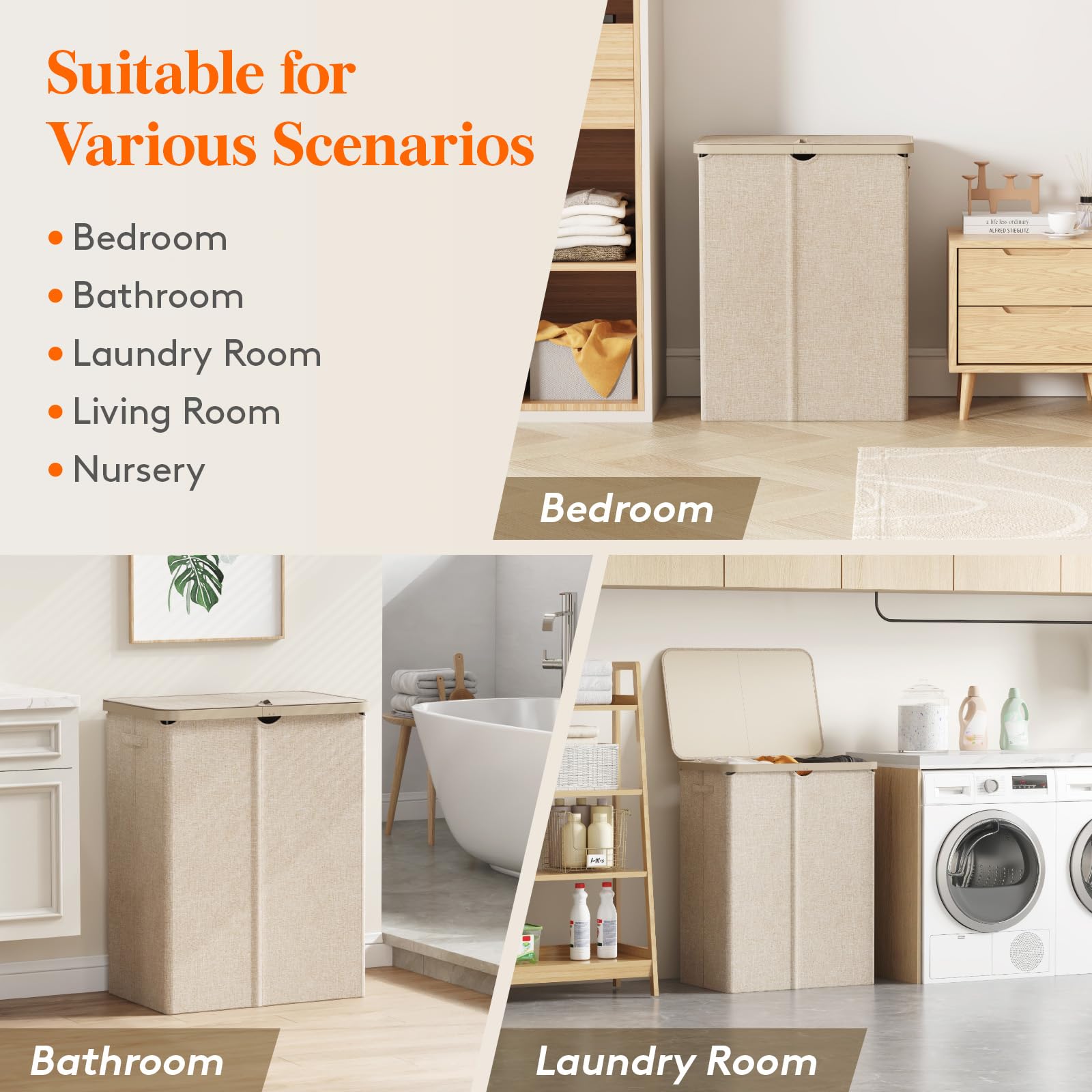 Dorm room setup with Lifewit laundry basket for shared spaces.