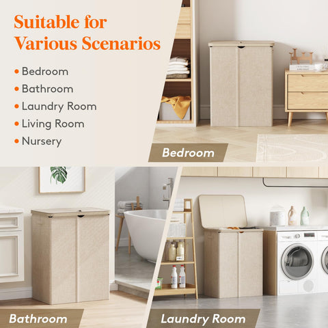 Dorm room setup with Lifewit laundry basket for shared spaces.