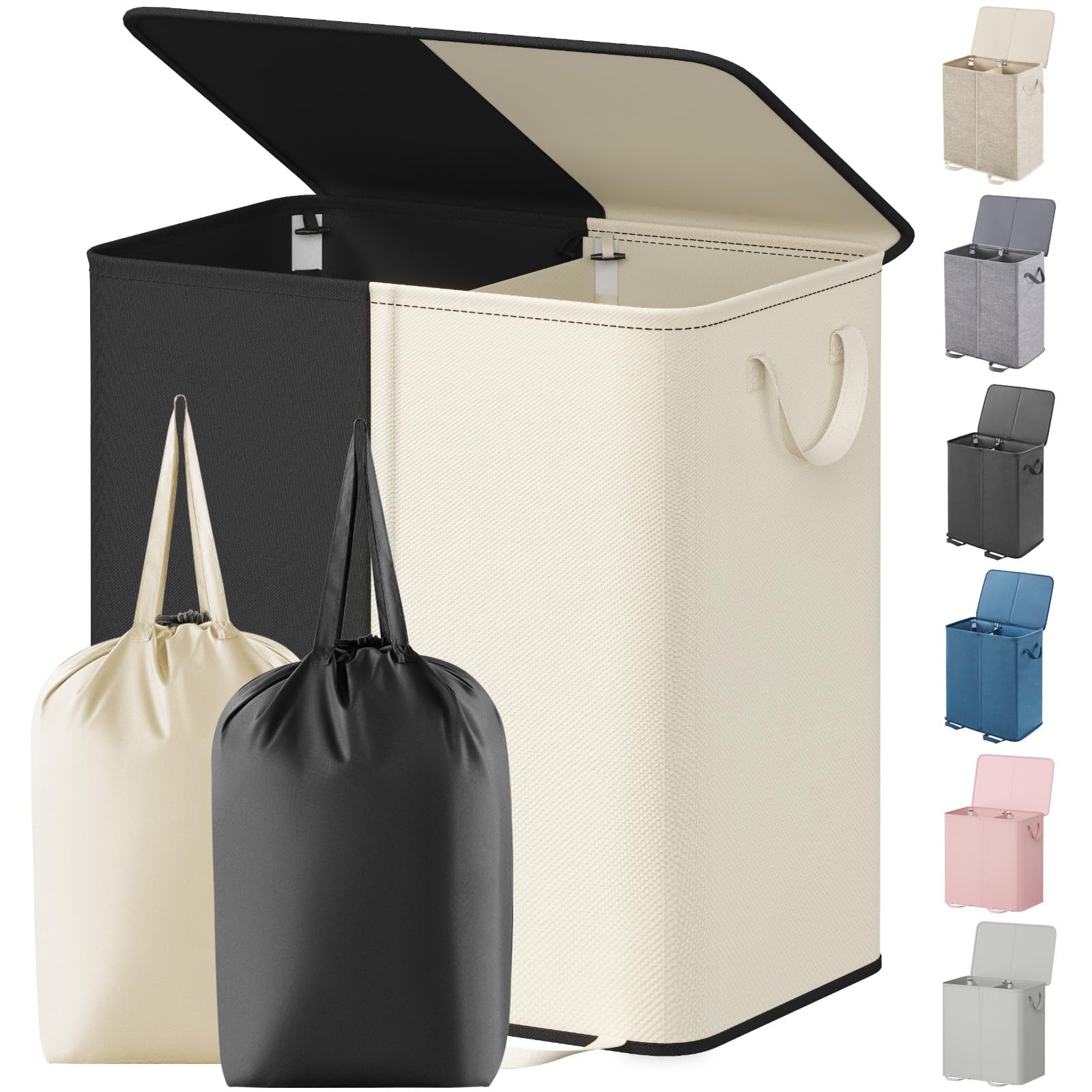 Lifewit double laundry hamper with lid closed for discreet storage