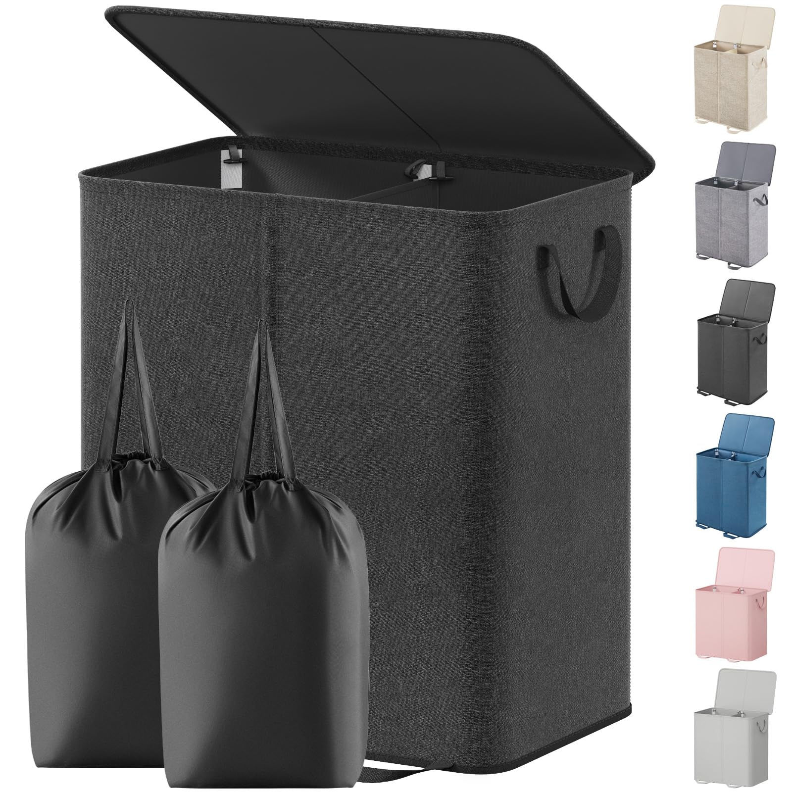 Lifewit double laundry hamper with lid, closed, discreet storage for dirty clothes.