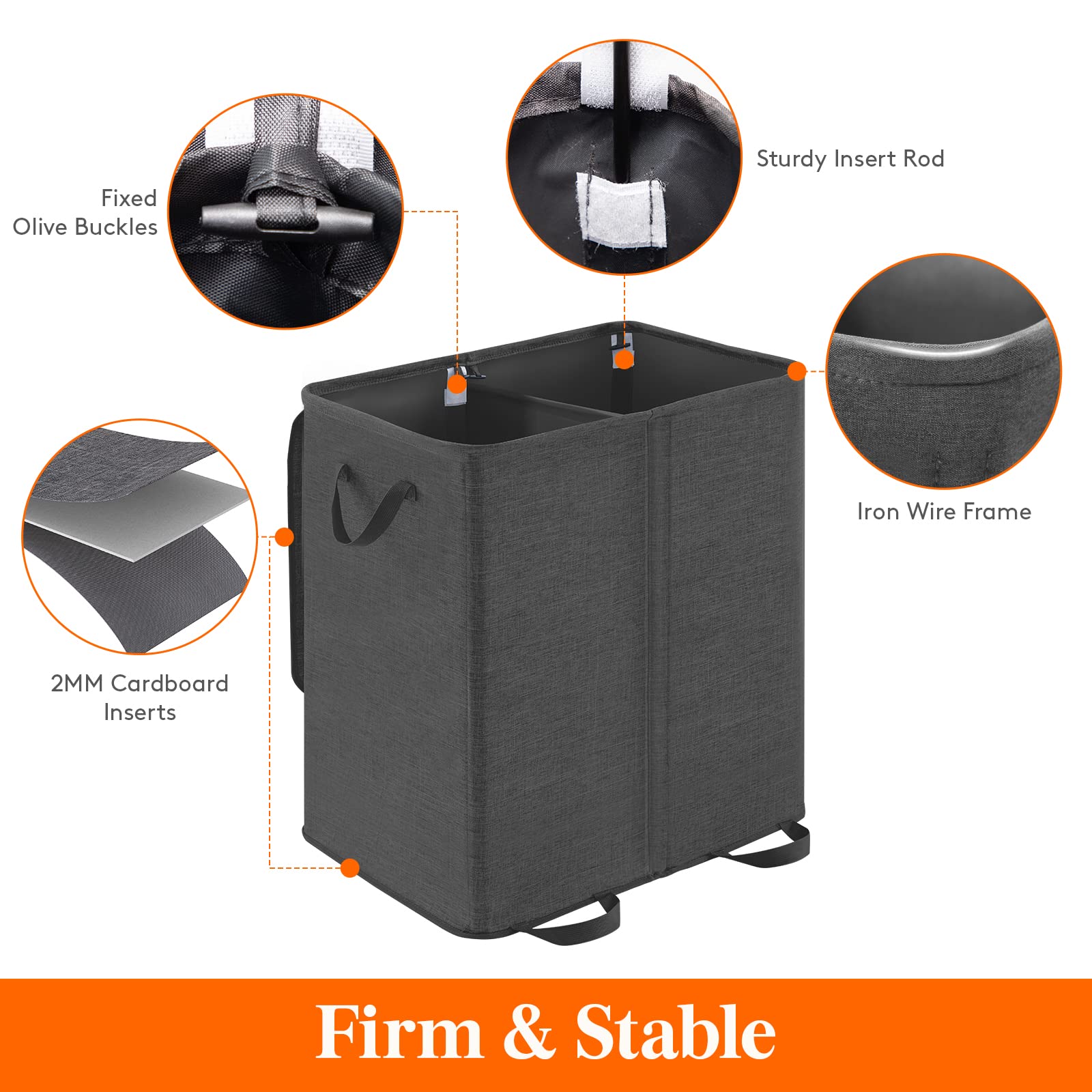 Lifewit double laundry hamper with lid open, easy access for sorting laundry.