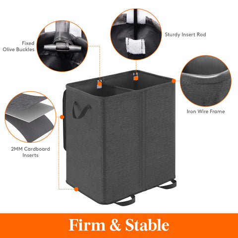 Lifewit double laundry hamper with lid open, easy access for sorting laundry.