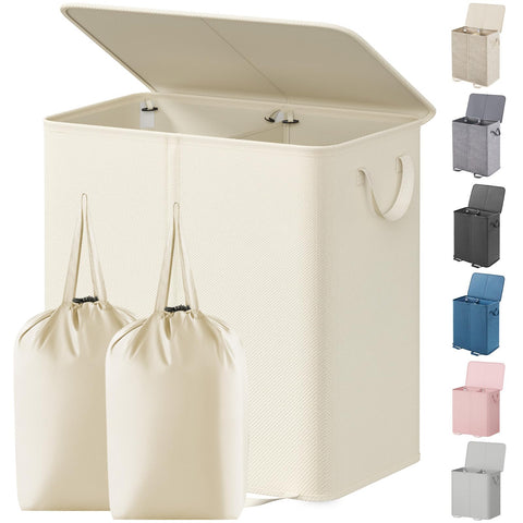 Lifewit double laundry hamper with lid keeps clothes discreet and organized.
