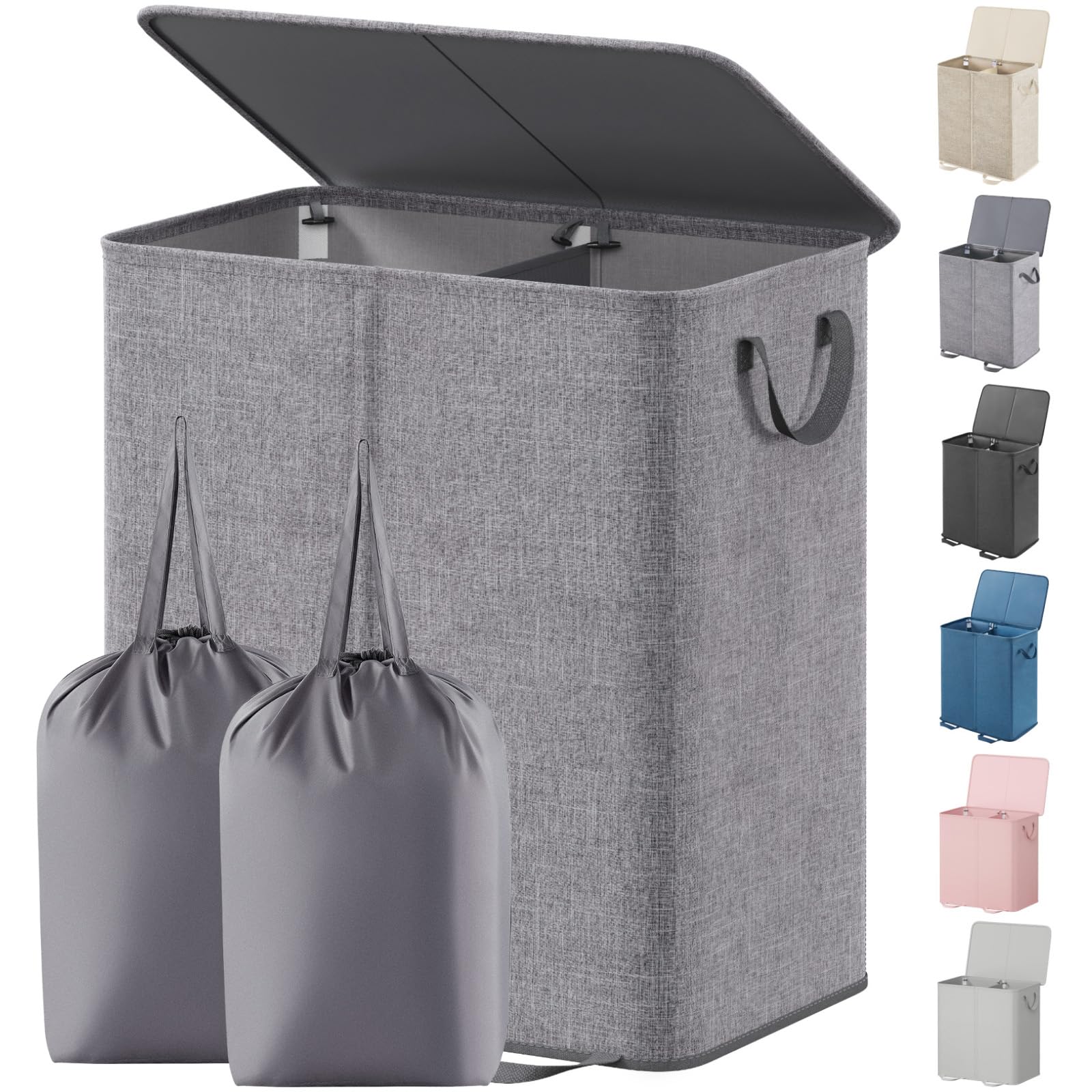 Lifewit double laundry hamper with lid keeps clothes discreet and organized.