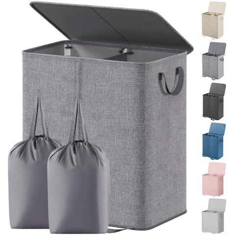 Lifewit double laundry hamper with lid keeps clothes discreet and organized.