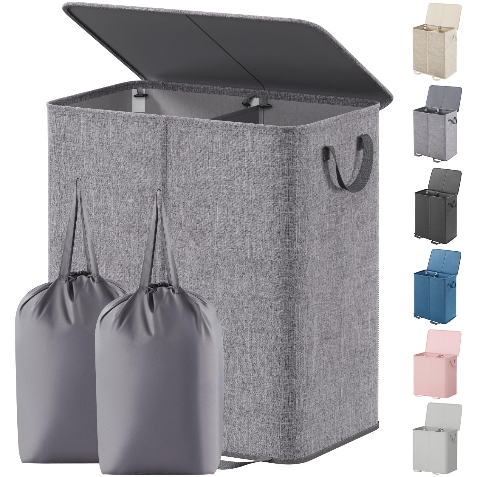 Lifewit double laundry hamper with lid showing discreet storage
