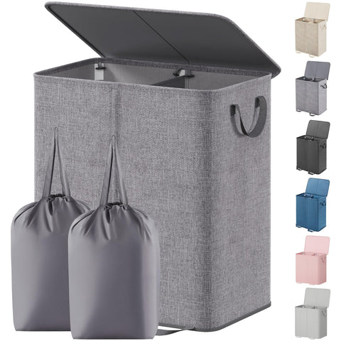 Lifewit double laundry hamper with lid showing discreet storage