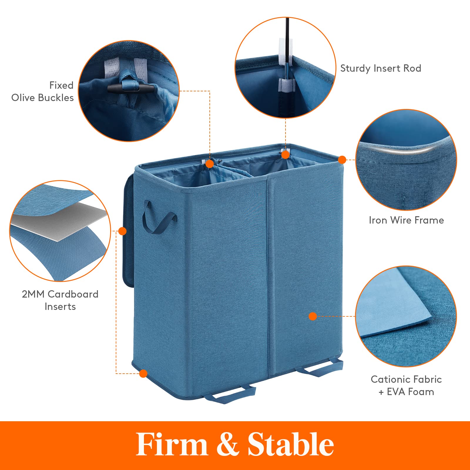 Lifewit double laundry hamper two compartments for easy clothing organization.