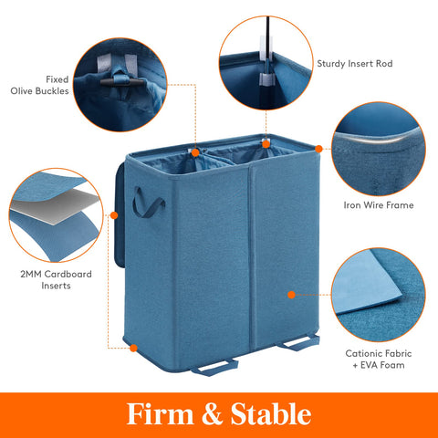Lifewit double laundry hamper two compartments for easy clothing organization.