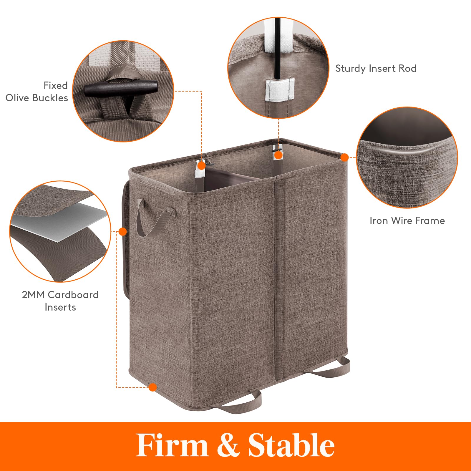 Lifewit double laundry hamper with lid, closed lid view, keeps laundry out of sight.