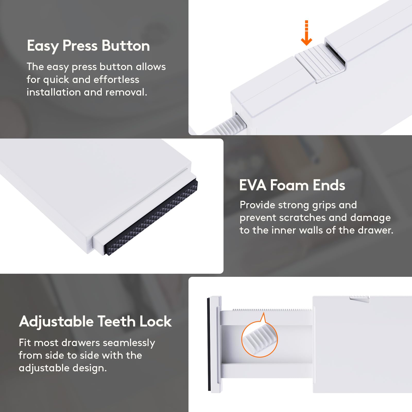Lifewit dividers placed horizontally to separate utensils and cosmetics