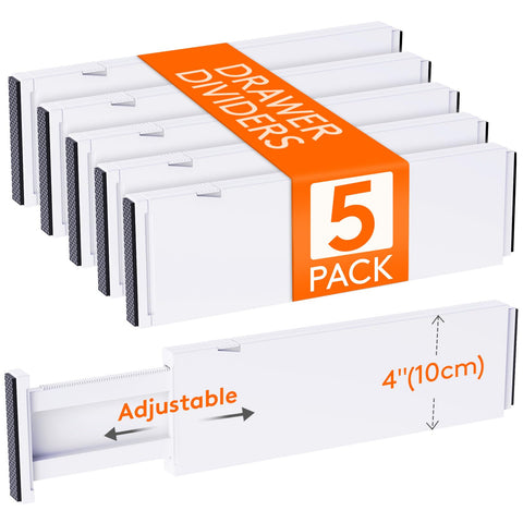 Lifewit drawer dividers 5-pack, adjustable length, neatly organized clothes