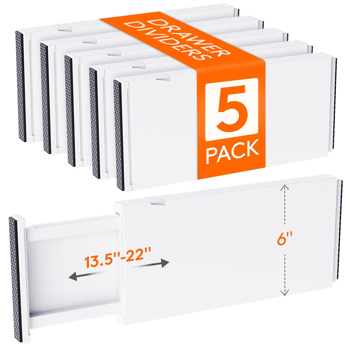 Lifewit drawer dividers, 6-inch high, stabilize tall drawers for organized storage.