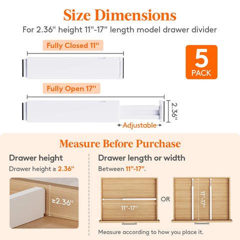 Lifewit adjustable length drawer divider demonstrates easy length setting for a perfect fit