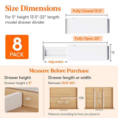 Lifewit adjustable button enables easy length tweaks for a snug drawer fit