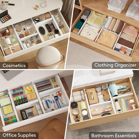 Lifewit adjustable dividers can be placed horizontally for shallow drawers.