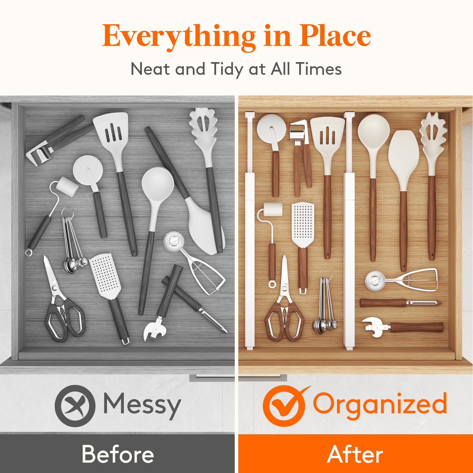 Lifewit patented drawer divider design offers dependable organization.