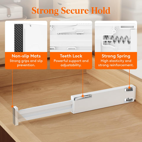 Lifewit adjustable dividers use strong springs for reliable reinforcement.