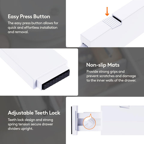 Lifewit teeth lock and springs for stable reinforcement in drawers
