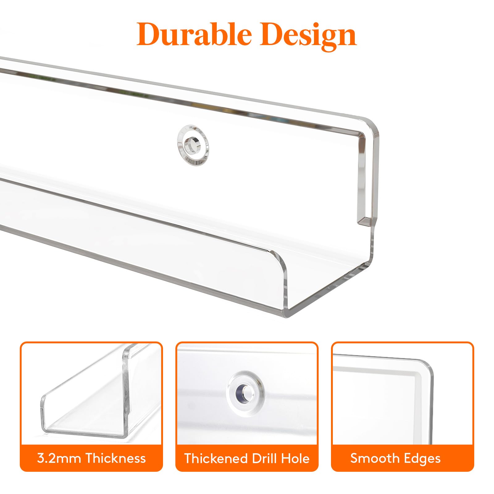 Lifewit floating shelves with a front lip prevent items from slipping.