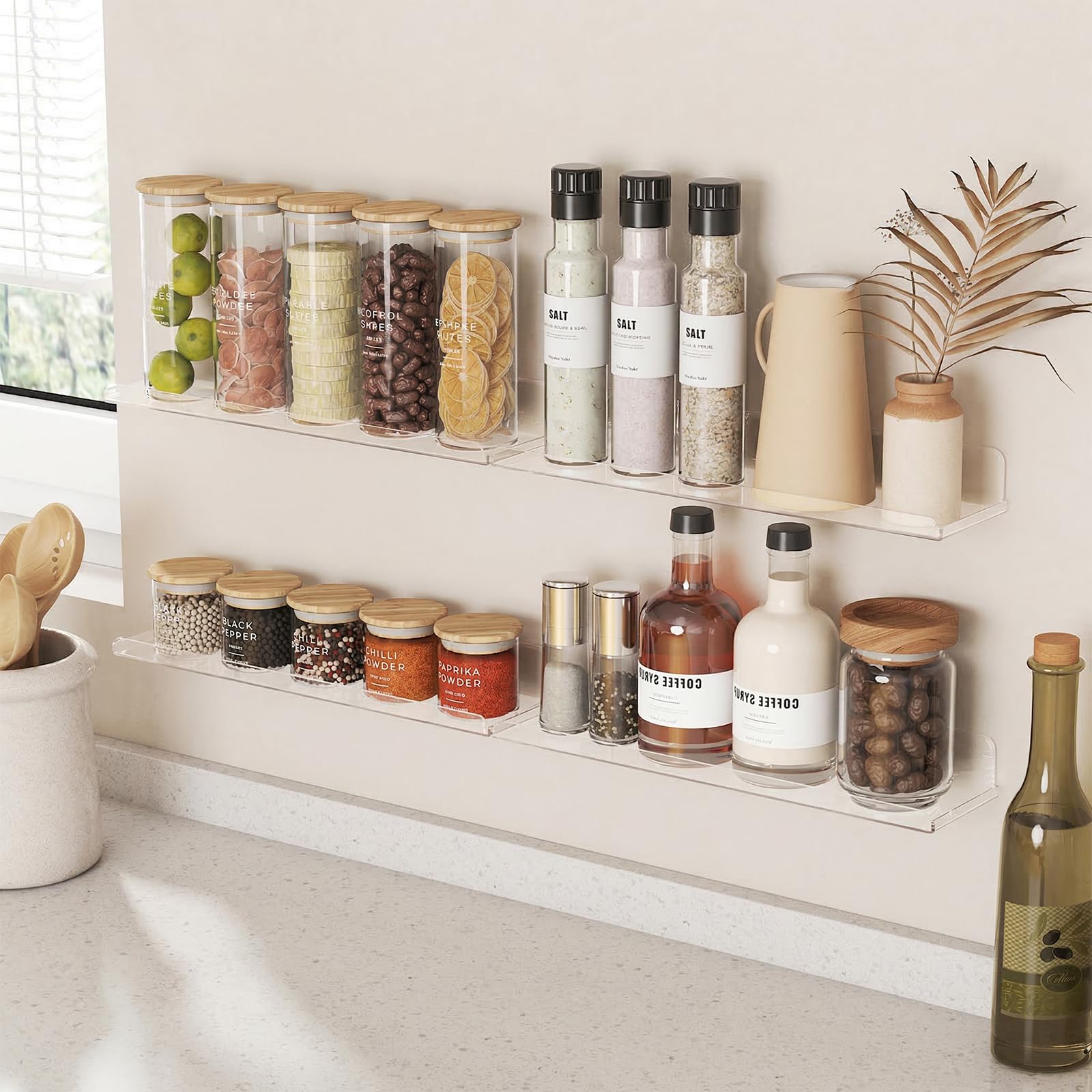 Lifewit living room setup creates airy storage with clear acrylic charm.