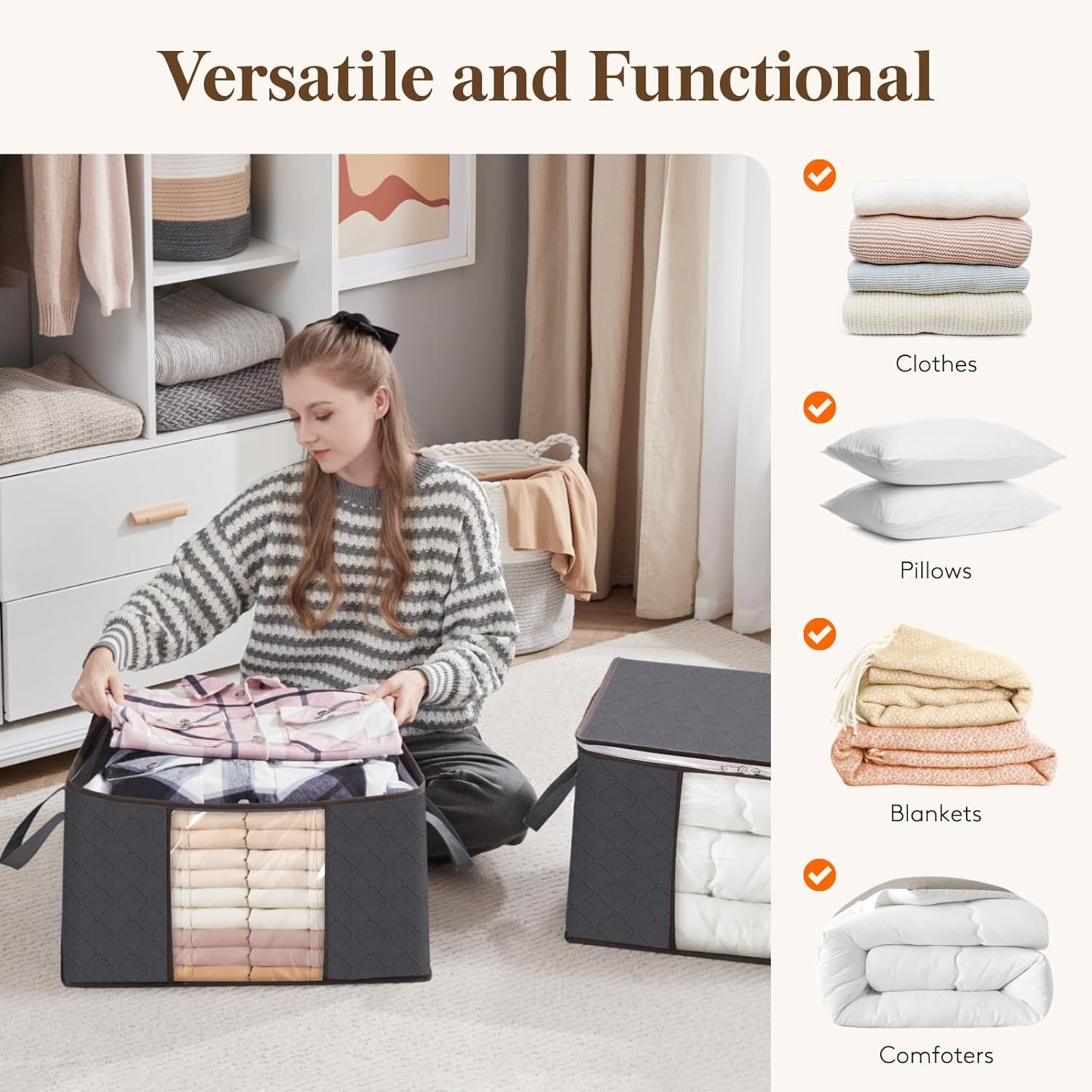 Lifewit foldable design fits into drawers and shelves.