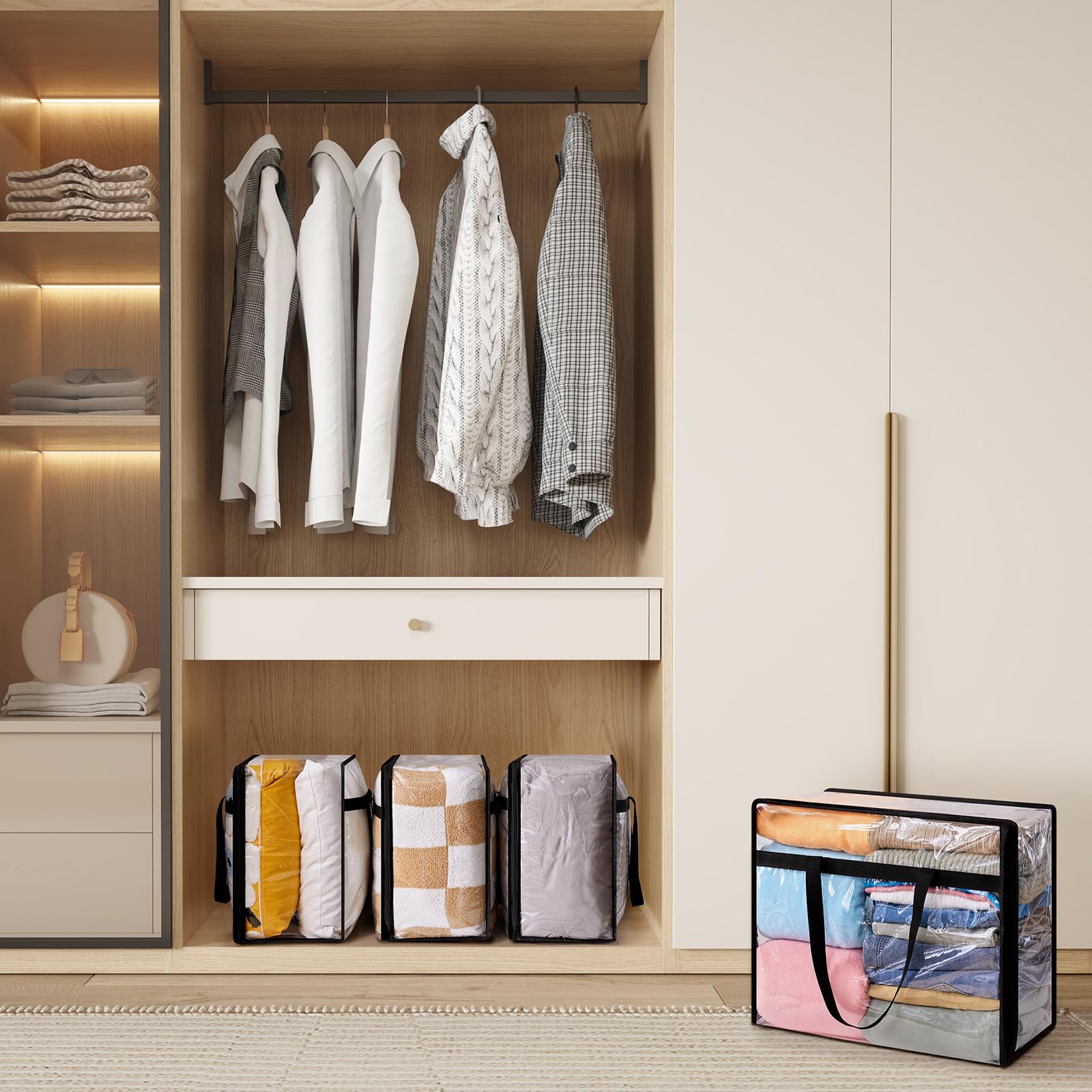 Lifewit heavy-duty PVC storage bags offer high clarity for quick item checks.
