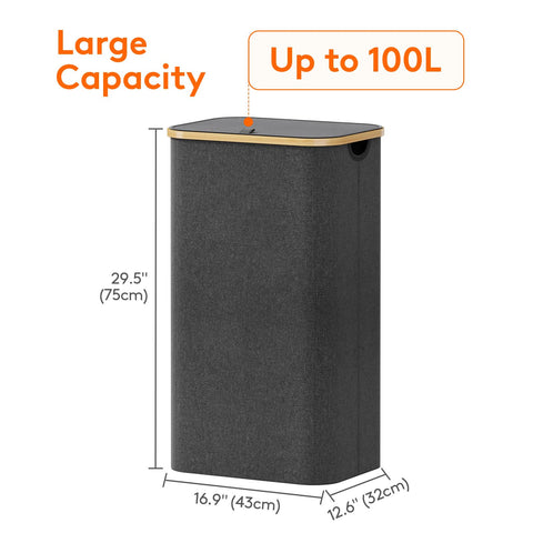 Lifewit large 100L capacity holds multiple loads of laundry.
