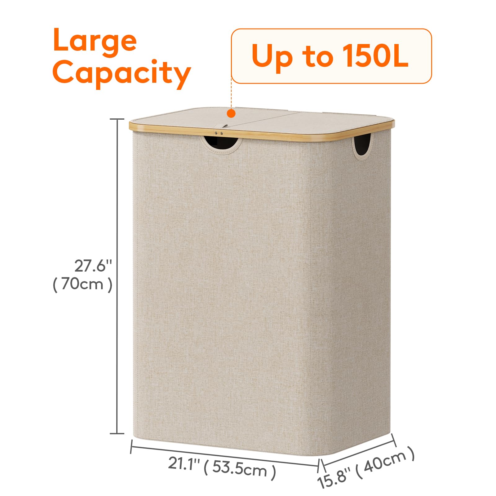 Lifewit large 150L capacity holds multiple loads in one basket.