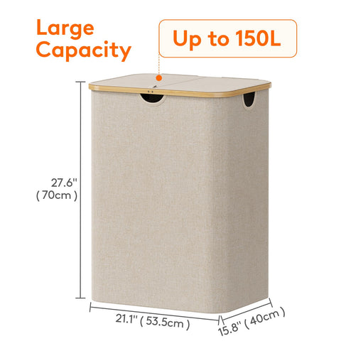 Lifewit large 150L capacity holds multiple loads in one basket.