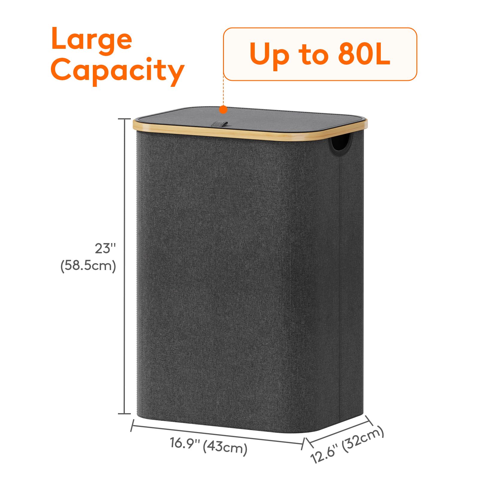 Lifewit large 80L capacity holds multiple loads for quick laundry days