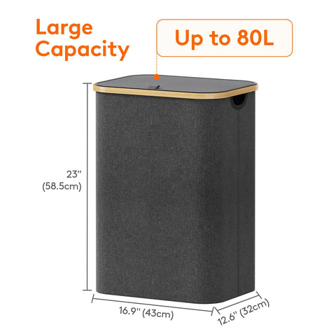 Lifewit large 80L capacity holds multiple loads for quick laundry days
