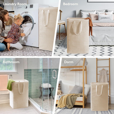 Lifewit laundry basket 80L collapsible design saves space when not in use.
