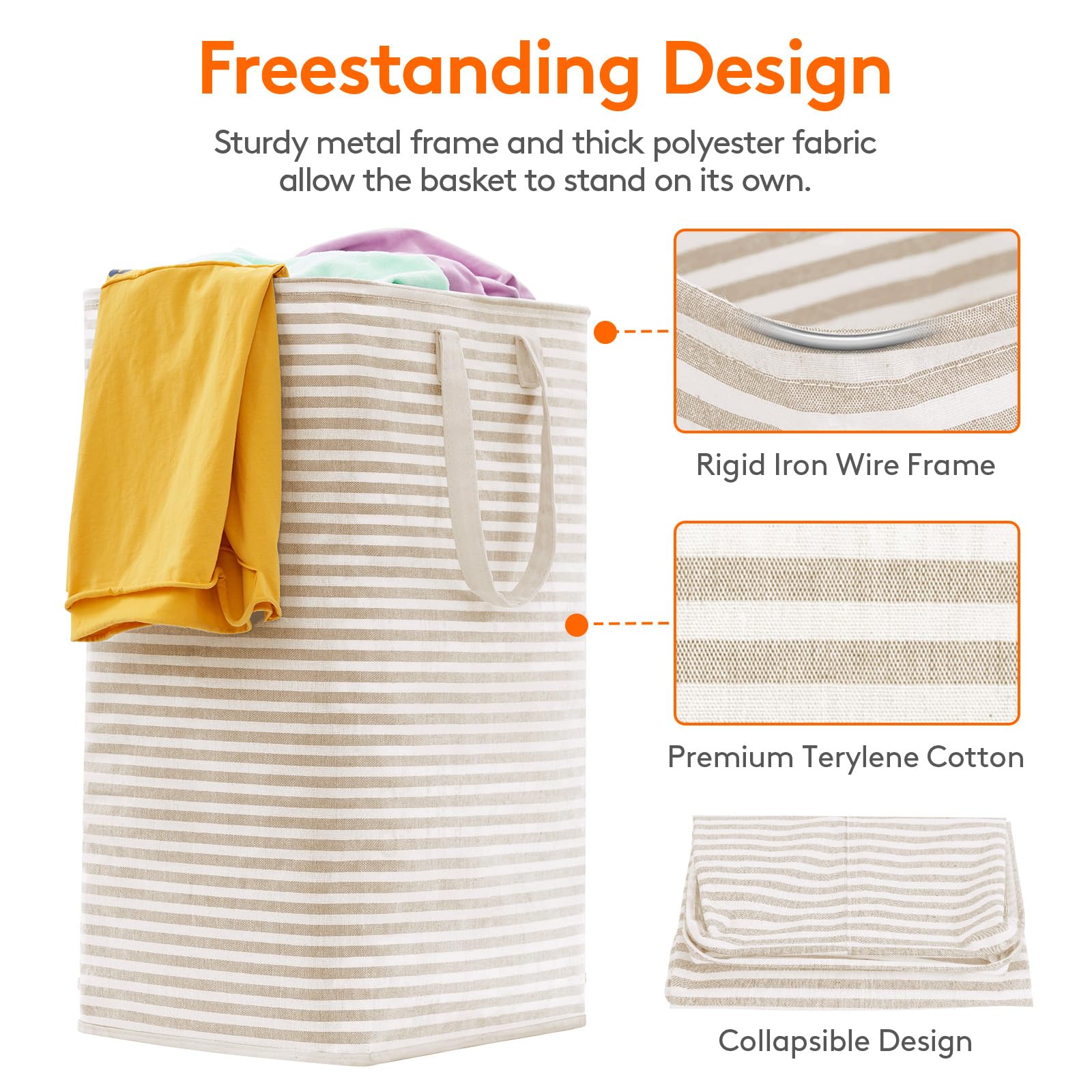 Lifewit laundry basket 80L simple wipe-clean exterior for quick maintenance.