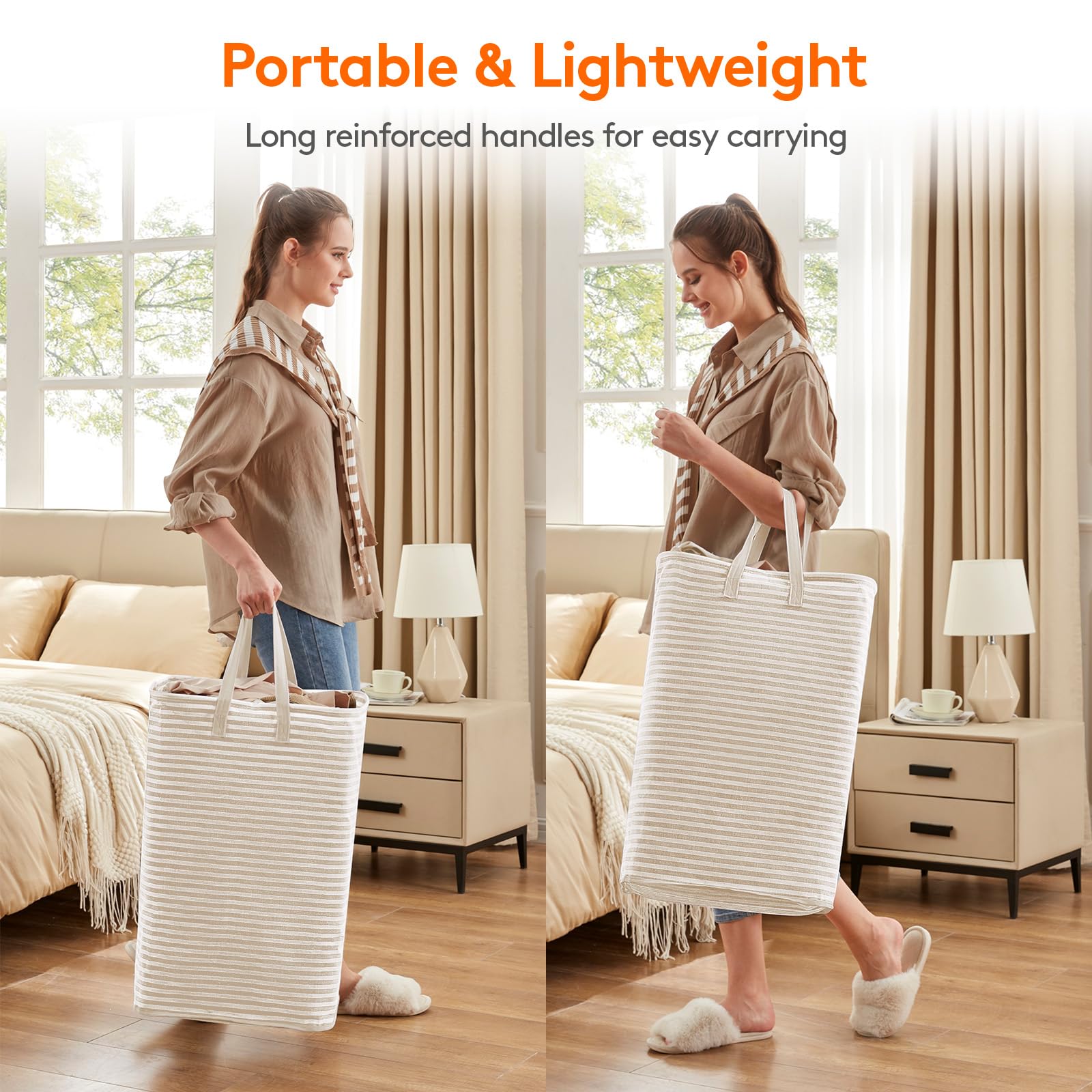 Lifewit laundry basket 80L reinforced handles for easy carrying up stairs.