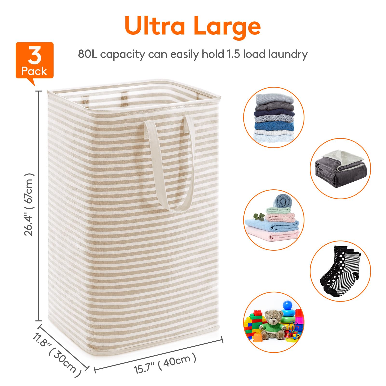 Lifewit laundry basket 80L ultra-large capacity ideal for clothes and towels.
