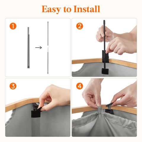 Foldable Lifewit hamper with four rods sets up quickly.