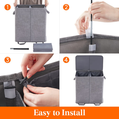 Lifewit laundry hamper assembly shows quick setup with rods and buckles.