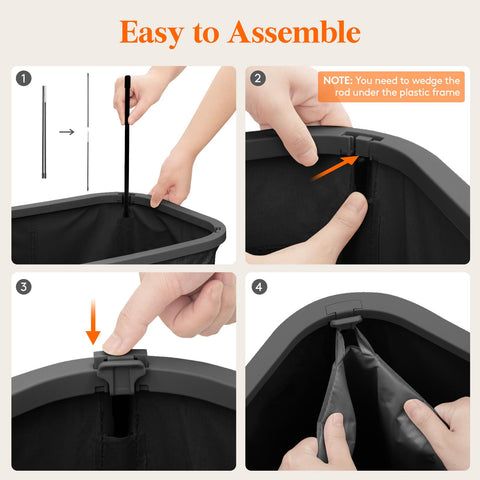 Lifewit laundry hamper with plastic handles for easy carrying to the laundry.