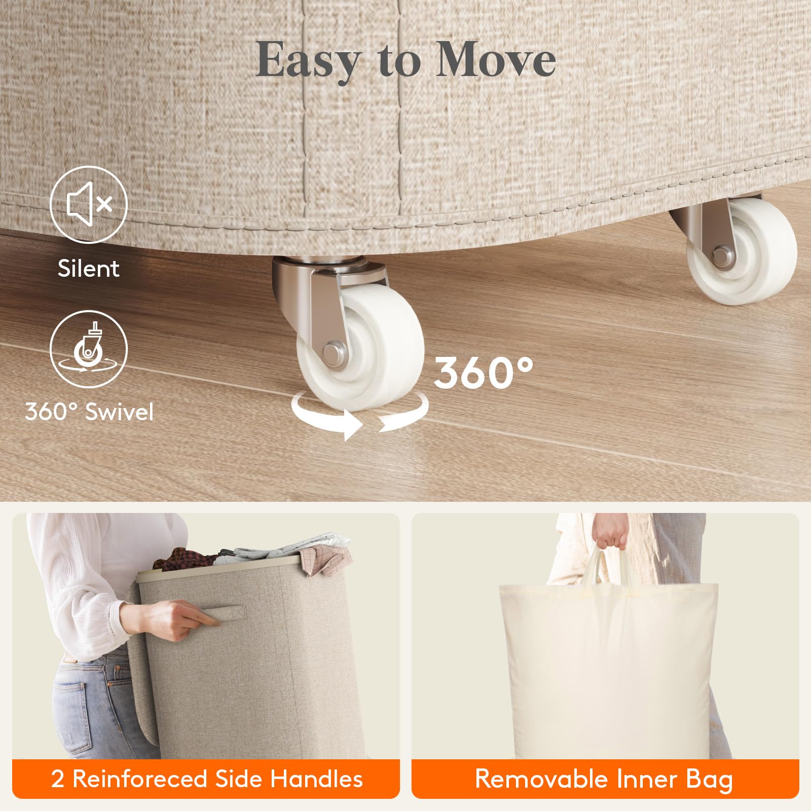 Lifewit hamper with removable inner bag for quick laundry trips