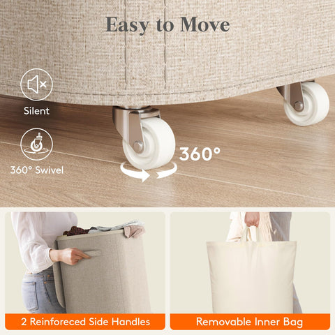 Lifewit hamper with removable inner bag for quick laundry trips