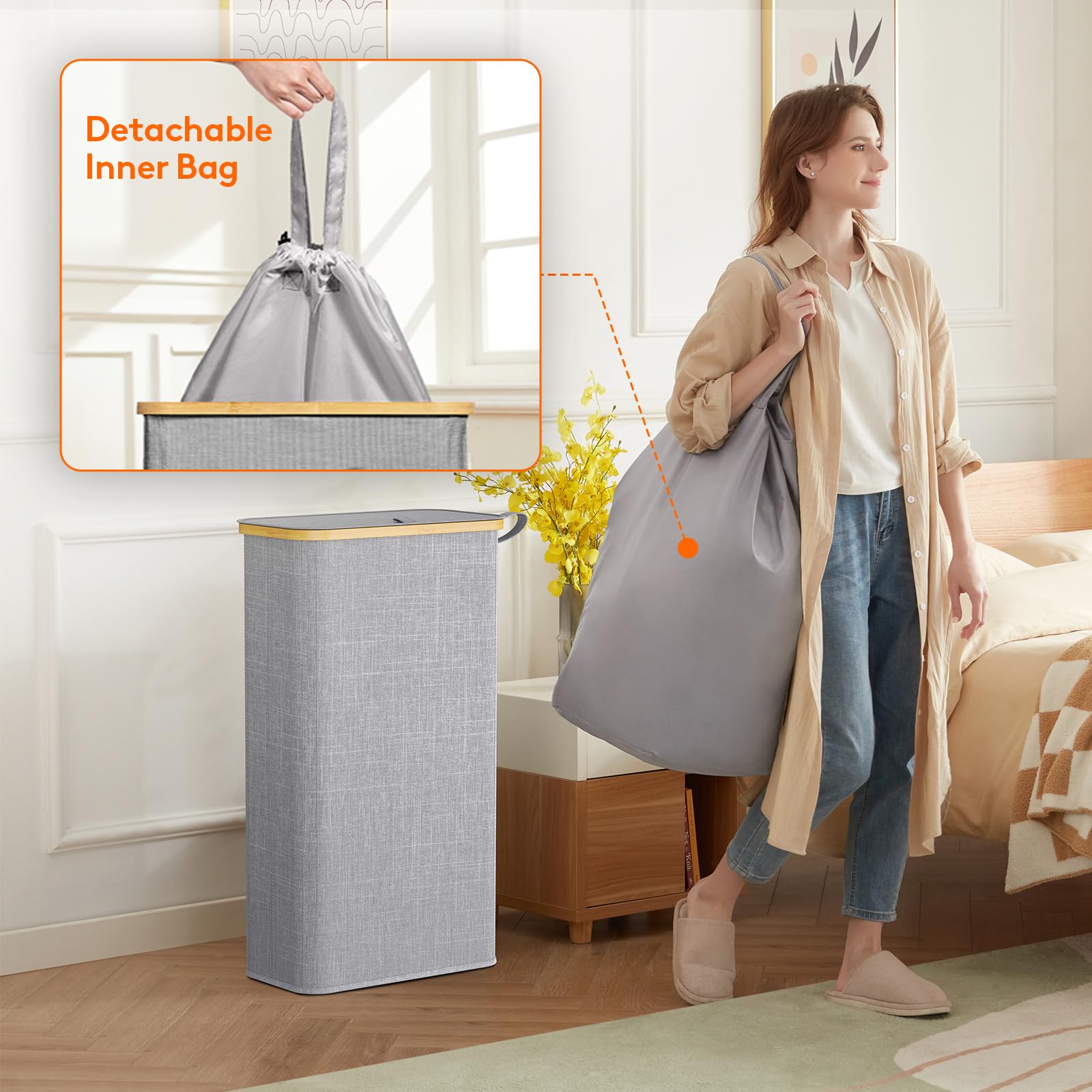 Lifewit lid design helps control odors between loads and keeps laundry contained.