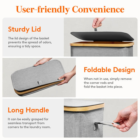 Lifewit long handle enables easy carrying from room to laundry area.