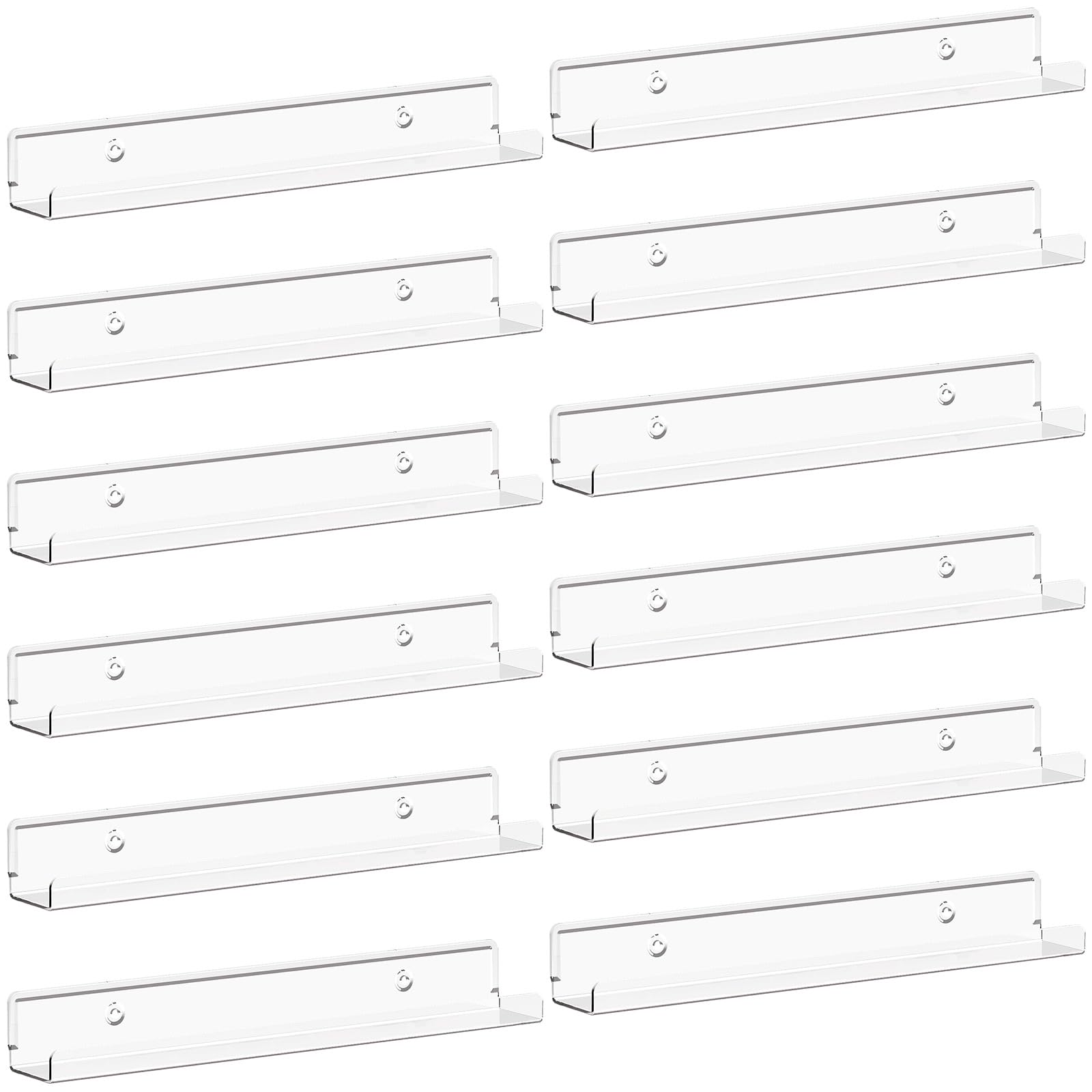 Lifewit narrow floating shelves displaying vinyl records on clear acrylic panels.