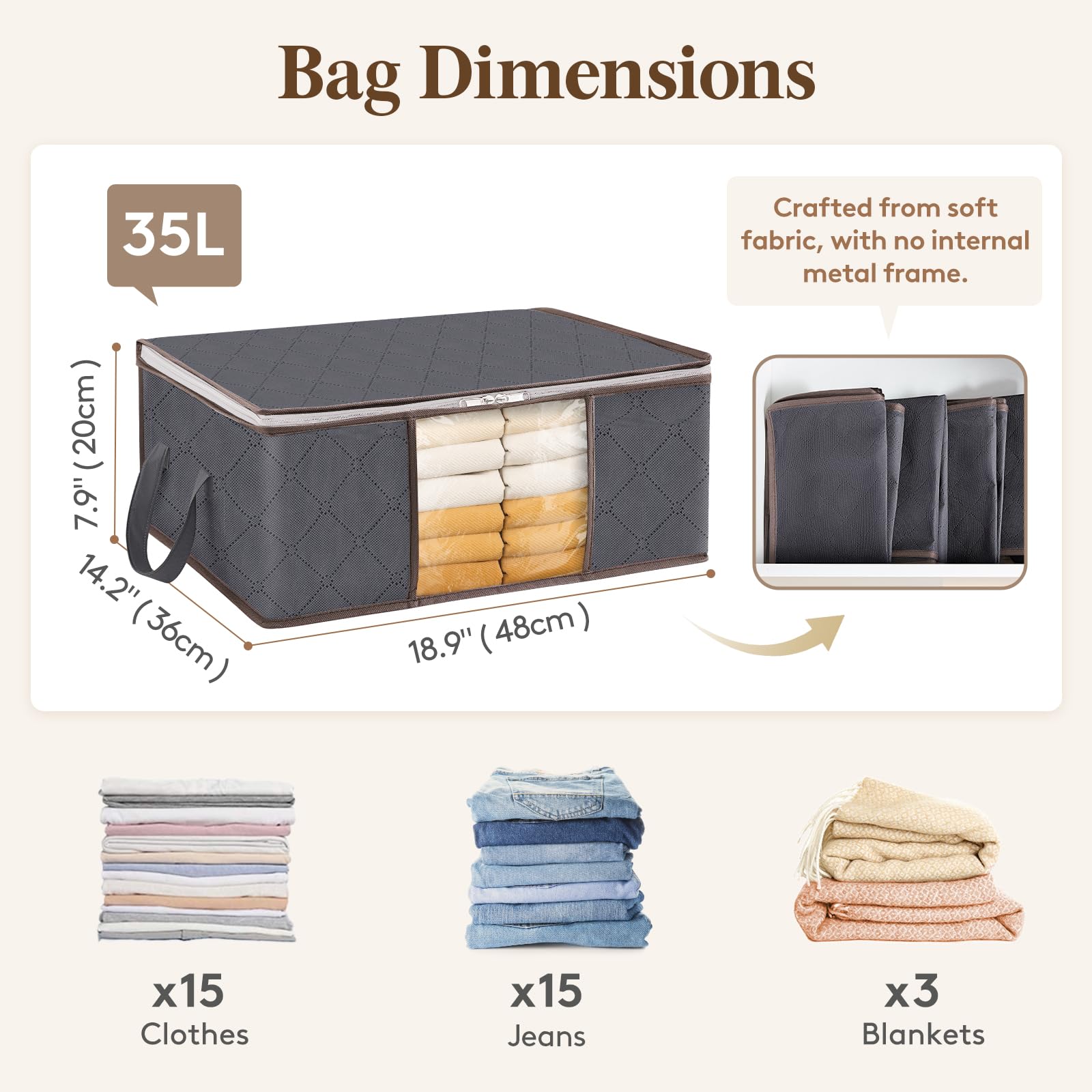 Lifewit reinforced handles on storage bin improve carrying comfort and durability.